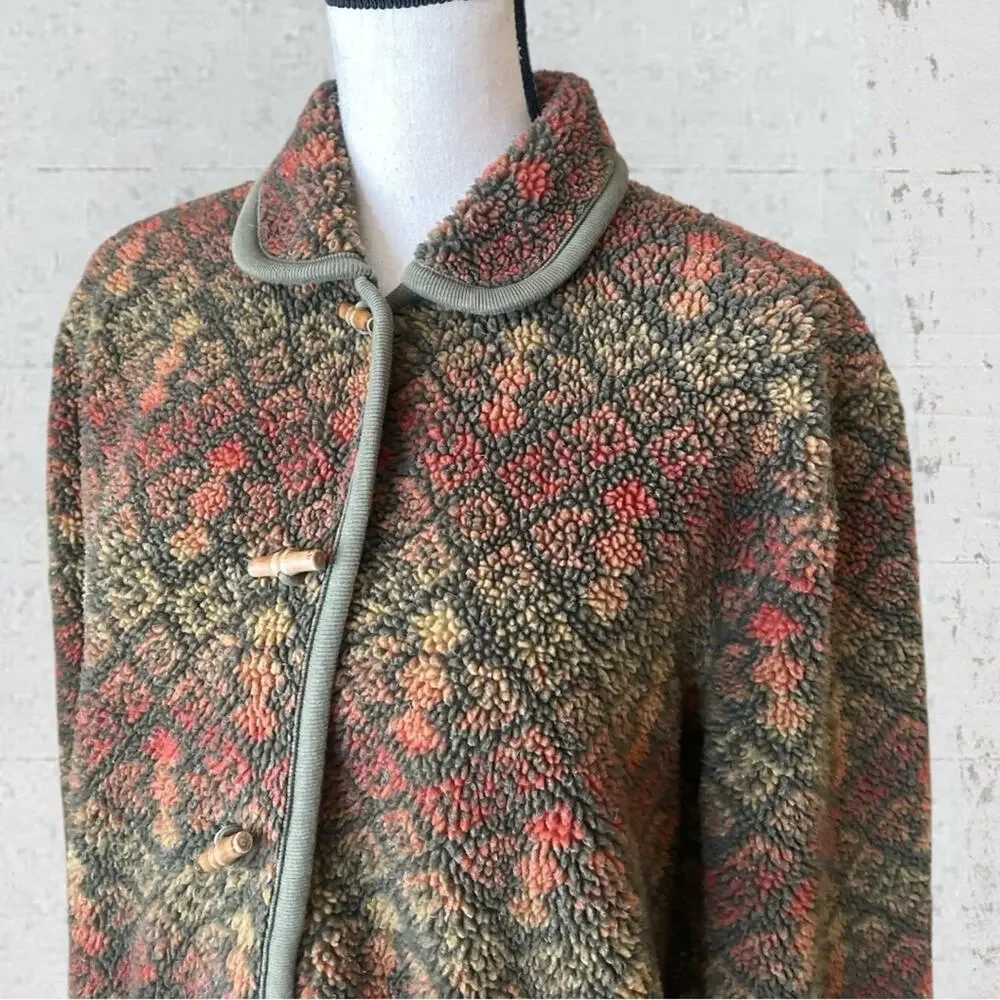 VTG Orvis Sherpa Fleece Toggle Jacket Size M Cabincore Southwestern Outdoor